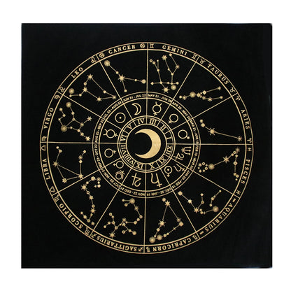 Toalha de Mesa Preto e Dourado para Tarot